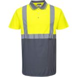 16 X BRAND NEW PORTWEST 2 TONE YELOOW AND GREY PREMIUM WORK POLO TOPS SIZE MEDIUM R1.1