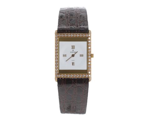 Concord Delirium 18ct and diamond ultra slim rectangular gentleman's wristwatch, ref. 51.90.667, square white dial with gilt 