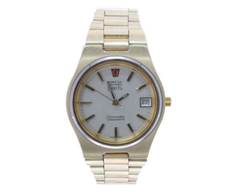 Omega Seamaster Electronic f300Hz Chronometer gold plated and stainless steel gentleman's bracelet watch, ref. 198.0044, circ