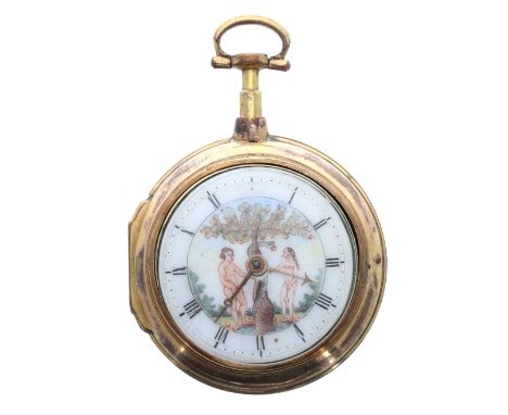 English 18th century gilt metal verge pair cased pocket watch, the fusee movement signed Jon Wisnall, Carston, no. 63 on  a s