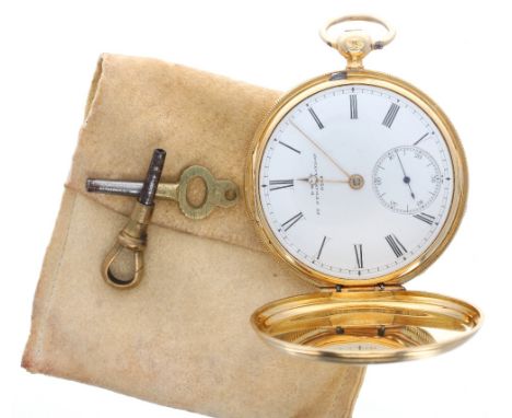 Dent 18ct fusee lever hunter pocket watch, London 1841, three quarter plate movement, signed Dent, watchmaker to the Queen, L