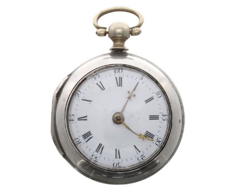 George III silver fusee verge pair cased pocket watch, London 1777, the movement signed Hen'y Hart, Plymouth, no 18092, with 