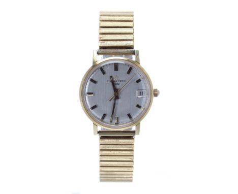 Eterna-Matic gold plated and stainless steel gentleman's wristwatch, ref. 438T 1489, circa 1973, silvered dial with baton mar
