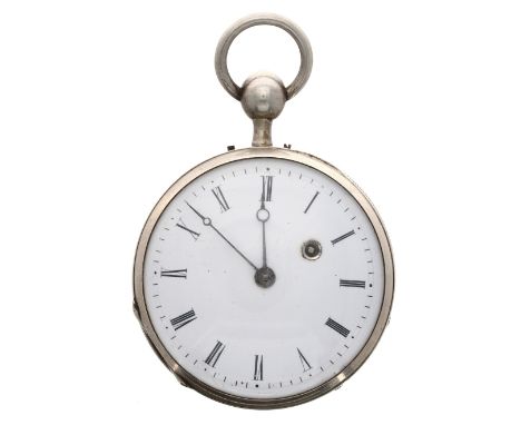 Continental early 19th century white metal verge repeating pocket watch, the gilt fusee movement with plunge repeat, pierced 