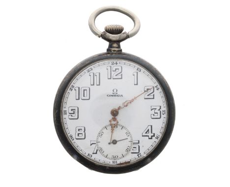 Omega silver (0.800) lever pocket watch, circa 1930s, serial no. 7649081, signed 15 jewel gilt movement with compensated bala