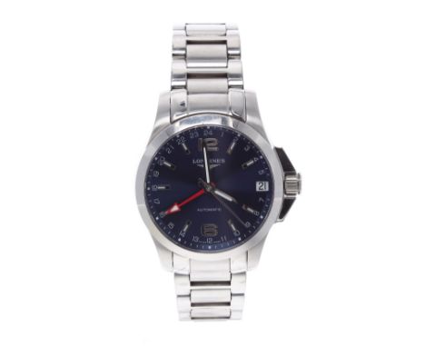 Longines Conquest 24 Hours automatic stainless steel gentleman's bracelet watch, ref. L3.687.4, no. 42480xxx, circular blue d