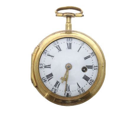 English 18th century gilt metal fusee verge pocket watch, the movement signed R.Oliver, London, no. 1426, with pierced engrav