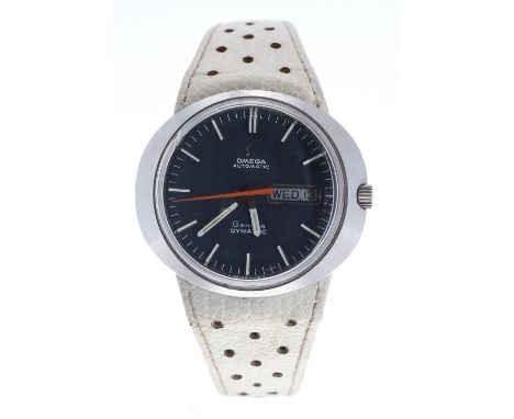 Omega Genéve Dynamic automatic stainless steel gentleman's wristwatch, circular blue dial with baton markers, minute markers,