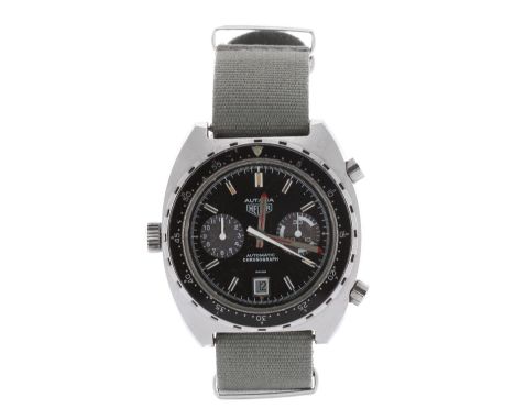 Heuer Autavia Chronograph automatic stainless steel gentleman's wristwatch, ref. 11063V, circa 1970s, serial no. 394xxx, rota
