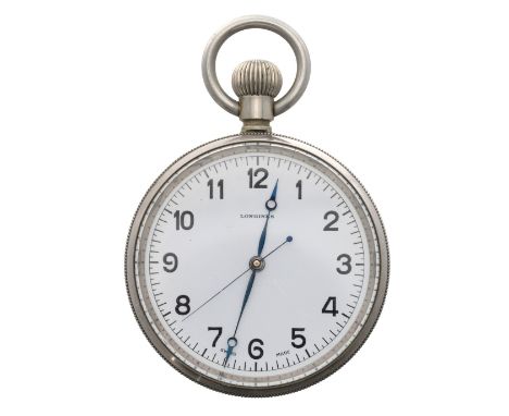 Longines British Military Navy issue nickel cased lever pocket watch, circa 1940, signed 19.70N 16 jewel movement, no. 668608
