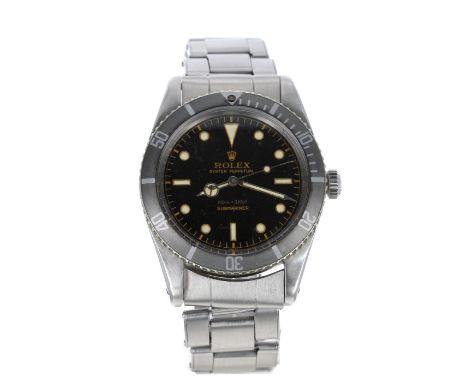 Rare Rolex Oyster Perpetual Submariner stainless steel gentleman's bracelet watch (small crown), ref. 6536-1, circa 1957, ser