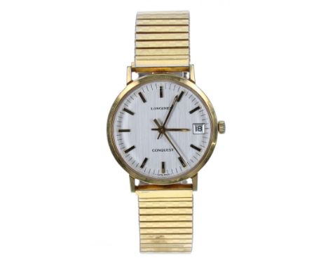 Longines Conquest gold plated and stainless steel gentleman's bracelet watch, ref. 1505-2 866, case no. 17216058, circular si