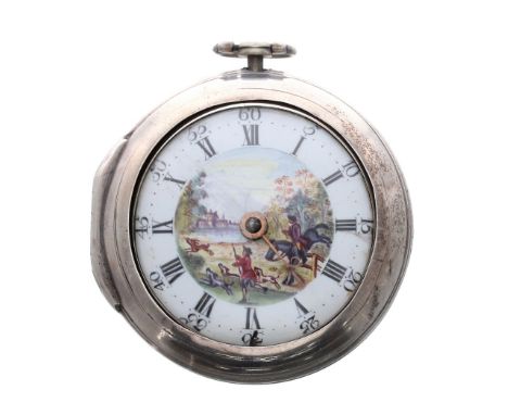 English 18th century silver fusee verge pair cased pocket watch, London, the movement signed Jas Rampart, London, no. 938, wi