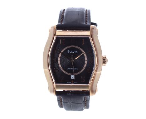 Bulova Accutron automatic rectangular gold plated gentleman's wristwatch, ref. C976850, black dial with Arabic numerals, inne