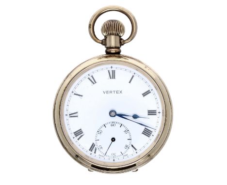 Railway interest - Vertex Revue gold plated lever pocket watch, 15 jewel movement signed Vertex Revue with compensated balanc