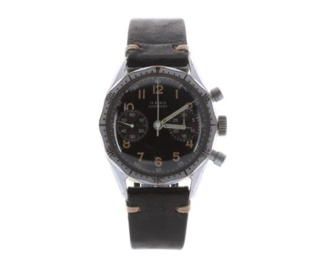 Junghans 88 Military issue pilot's chronograph stainless steel gentleman's wristwatch, circa 1950s, calibrated bezel, black g
