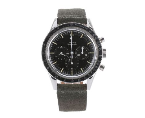 Omega Speedmaster chronograph stainless steel gentleman's wristwatch, ref. 2998-62, circa 1962, serial no. 19834xxx, tachymet