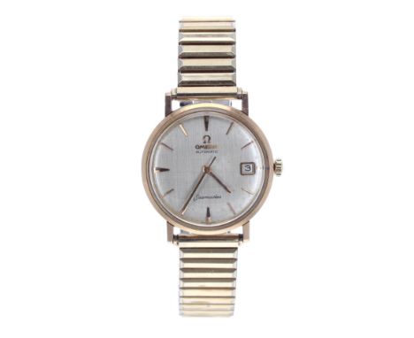 Omega Seamaster automatic gold plated and stainless steel gentleman's wristwatch, silvered dial with baton markers, sweep cen
