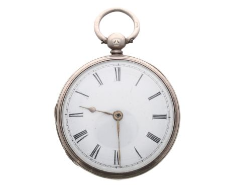 English silver fusee verge pocket watch, the movement signed Sam'l Denton, Oxford, no. 152, pierced engraved balance cock wit