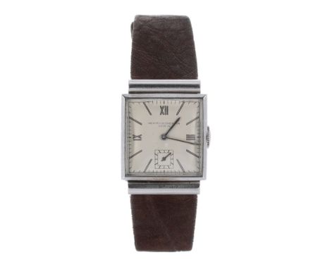 Vacheron & Constantin, Genéve stainless steel gentleman's wristwatch, circa 1930s, movement no. 4275xx, square dial with Roma