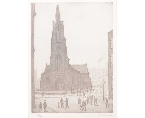 Laurence Stephen Lowry,St Simon's Church, Salford, monochrome lithograph, signed and numbered in pencil 137/300,image 37.5cm 