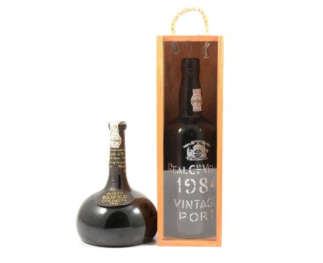 Two bottles of vintage port, 1986 Kopke Colheita, and 1984 Real Velha (in presentation case).