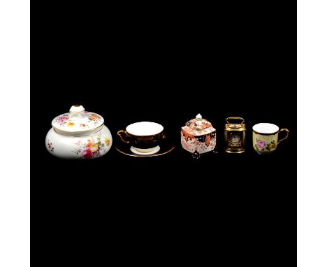 Collection of decorative china and figurines including Beatrix Potter model, 'Ribby'; a Plichta pottery seated cat; Royal Cro