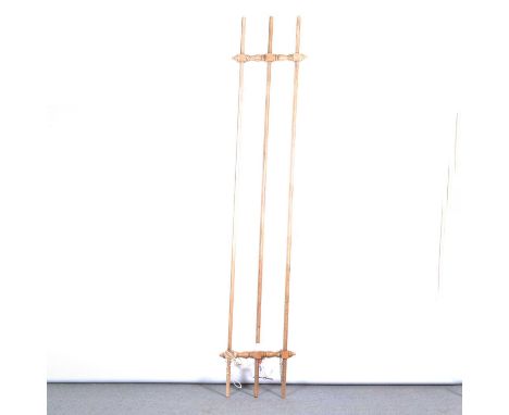 Vintage wooden three rail airer, pullies and ropes attached, 304cm.Condition report:The wooden aspects are ok and functional,