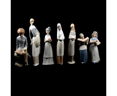 Collection of eleven Spanish figurines, including eight Nao figurines, one Miguel Requena figurine, one Tengra figurine and o