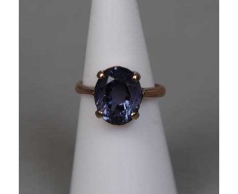 9ct rose gold amethyst set ring - Size K