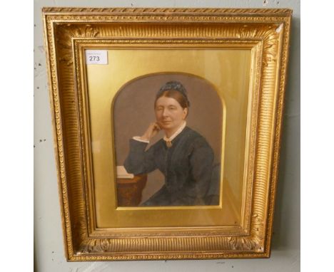 Antique oil painting - Portrait of lady - Approx image size: 18cm x 23cm 