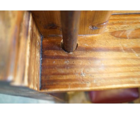  A Victorian pine pew with triple paneled back and prayer book shelf to the reverse (drilled hole) 83cm high, 278cm wide, 47.