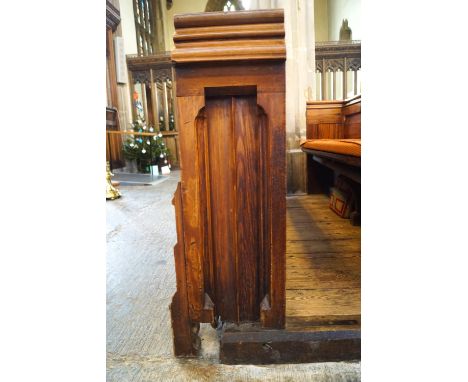 A Victorian pine pew front with prayer book shelf 83cm high, 177cm wide, 32cm deepPlease Note this Lot is available to view a
