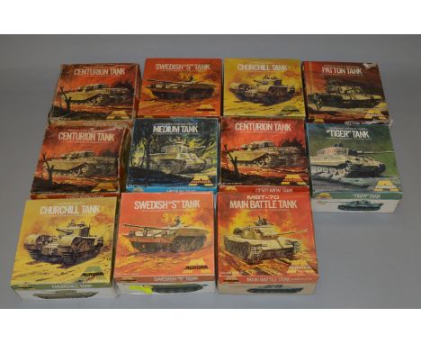 13 x Aurora 1:48 scale military model kits. Viewing recommended