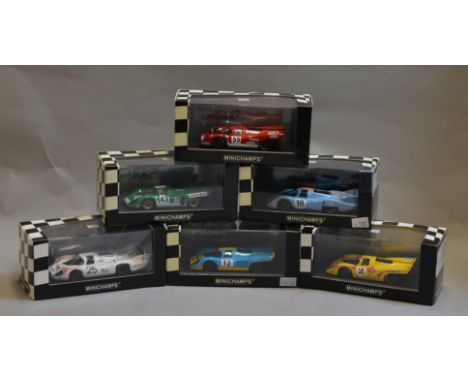 Six boxed Porsche 917 diecast model cars in 1:43 scale by Minichamps. All appear VG in VG boxes. (6)