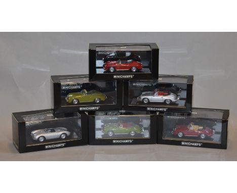 Six boxed Porsche 356 diecast model cars in 1:43 scale by Minichamps. All appear VG in VG boxes. (6)