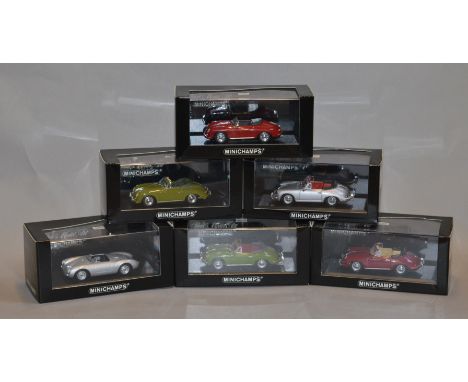 Six boxed Porsche 356 diecast model cars in 1:43 scale by Minichamps. All appear VG in VG boxes. (6)