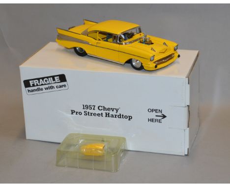 A boxed Danbury Mint 1957 Chevy Pro Street Hardtop in 1:24 scale, appears VG in generally VG box.