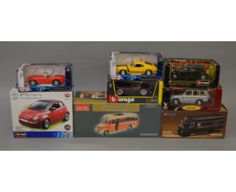 A mixed lot  of boxed diecast models in 1:24 and 1:32  scale including a Sun Star Bedford OB Coach in 'Yelloway' livery and a