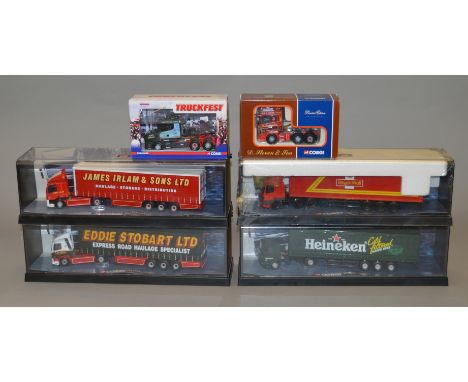 Six boxed Corgi 1:50 scale trucks, 75403, 75401, 75404, 75502, CC12904 'D. Steven & Son of Wick' and CC12817 'C.E. Fuller & S