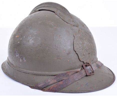 Rare Imperial Russian Adrian Pattern Steel Combat Helmet, standard Adrian pattern helmet but with the double headed eagle bad