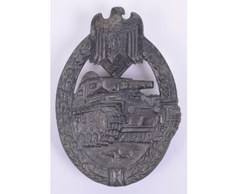 German Army / Waffen SS Panzer Assault Badge by Ferdinand Wiedmann, mid war example of a silver grade Panzer assault badge. C