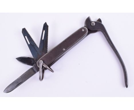 Rare WW2 Special Forces SOE / OSS Escape Utility Knife, slab sides encasing two small hacksaw blades, small tyre slasher blad