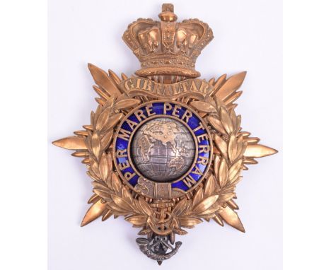 Victorian Royal Marine Light Infantry Officers 1878 Pattern Helmet Plate, fine quality eight pointed star backing plate with 