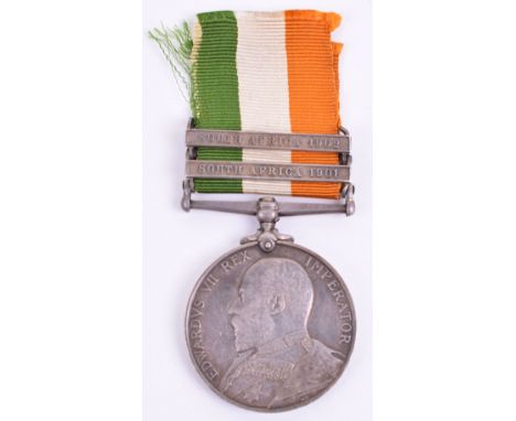 Kings South Africa Medal Royal Field Artillery, fine example awarded to “32977 GNR S K LIEVESLEY R.F.A”, medal has two clasps