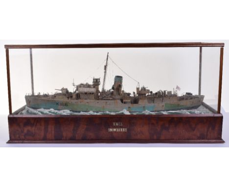 Impressive Scratch Built Model of HMCS Snowberry, finely detailed model having a tin based hull painted in camouflage style, 