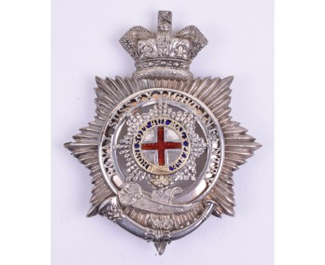 Victorian Royal Sussex Light Infantry Militia Officers Shako Plate Circa 1860’s, fine quality Victorian crowned eight pointed