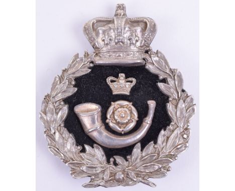 Victorian Kings Own Yorkshire Light Infantry Pouch Badge, silvered crowned wreath with black felt centre having crowned rose 