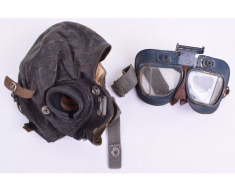 WW2 Royal Air Force C-Type Flying Helmet and MK VII Goggles, the leather C-Type flying helmet is a 2nd model example which re