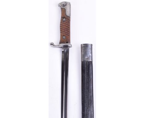 Imperial German Regimentally Marked Model 1898 Bayonet, with two piece wooden grips, steel pommel and cross guard. Housed in 